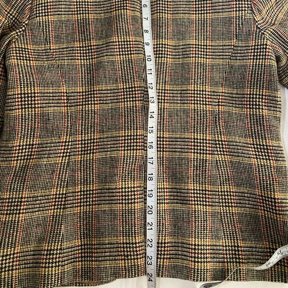 TALBOTS Brown Houndstooth Plaid Wool Blend Equestrian Style Blazer SZ 10 - Picture 11 of 11